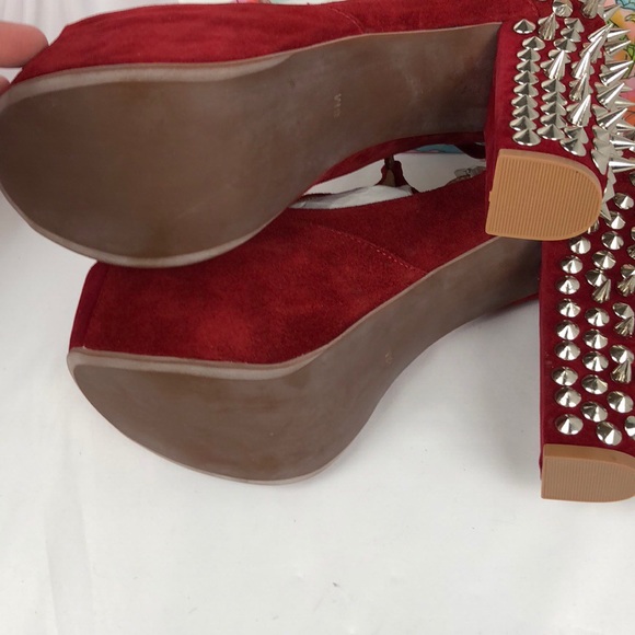 Jeffrey Campbell Foxy Spike Dark Red Suede Silver - Picture 6 of 7